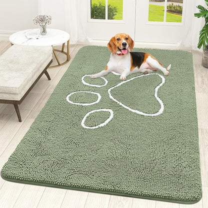 OLANLY Dog Door Mat for Muddy Paws 70x46, Paw Print Design, Absorbs Moisture by OLANLY