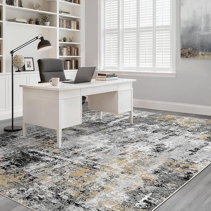 10x14 Area Rugs Living Room: Washable Large Abstract Neutral Modern Soft Rug - Image 6