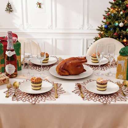 Set of 12 Round Placemats Rose Gold, Heat-Resistant PVC Table Mats - Image 8