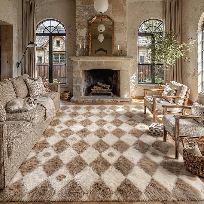 PureCozy Brown 9x12 Area Rug for Living Room Washable Non Slip Neutral Soft by PureCozy