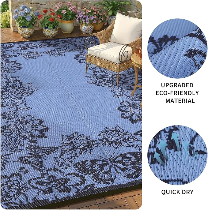 Garvee 5’x8’ Waterproof Patio Outdoor Rug, Outdoor Plastic Straw Rug - Image 7