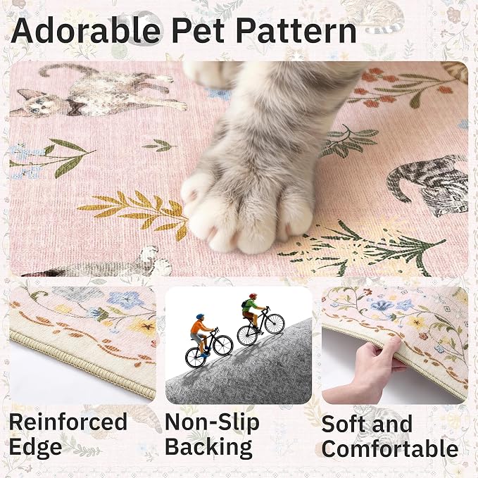 Soalmost Cat 8x10 Pink Area Rugs - Image 7