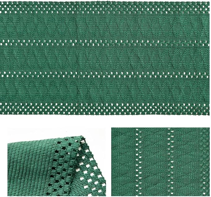 Artoid Mode Dark Green Woven Farmhouse Hollow Table Runner 12x90 Inch | Holiday - Image 5