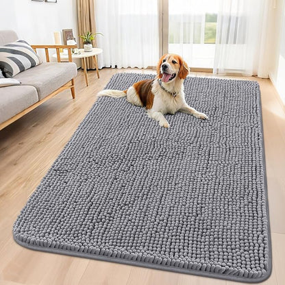 Smiry Dog Door Mat for Muddy Paws 70x35, Absorbent Dirt Trapper, Non-Slip by Smiry