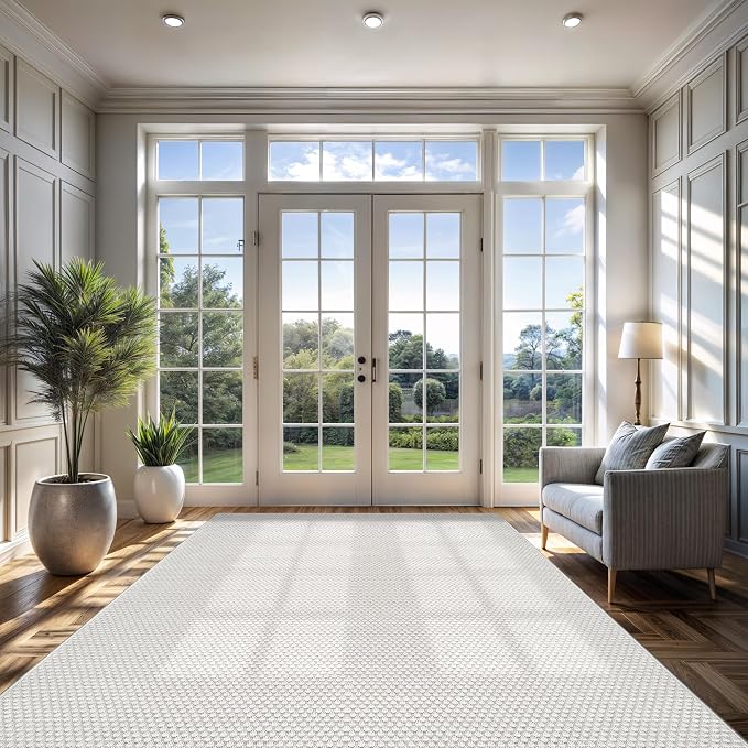 CAMILSON Easy Jute Rug 9x12, Large Indoor Outdoor Off-White Farmhouse Area Rugs - Image 5