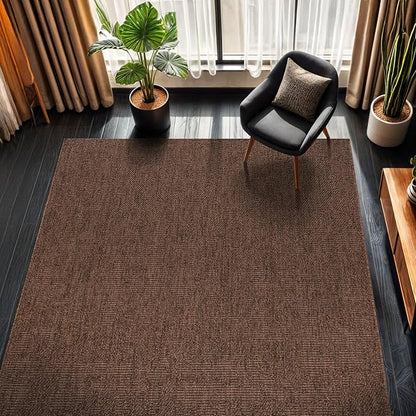 CAMILSON Easy Jute Rug 5x7, Indoor Outdoor Brown Color Fiber Area Rugs - Image 4
