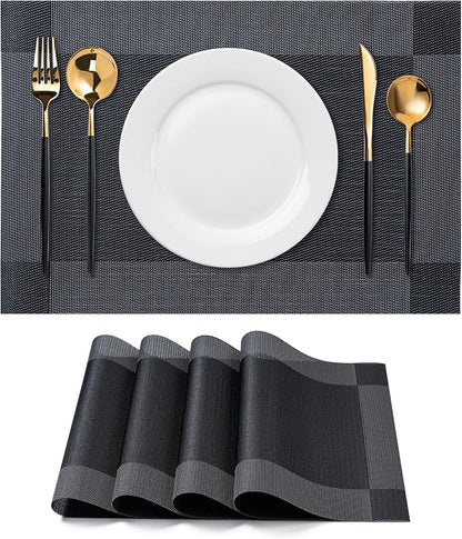 Placemats Set of 4 Washable Indoor | Outdoor Vinyl Place Mats by CADONO