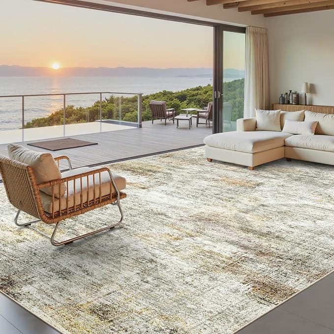 Soalmost 9x12 Area Rugs for Living Room, Non Slip Machine Washable Vintage Rugs by Soalmost