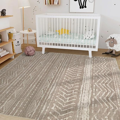 Nakagishi 9x12 Area Rug Living Room: Washable Boho Large Neutral Modern Soft - Image 8