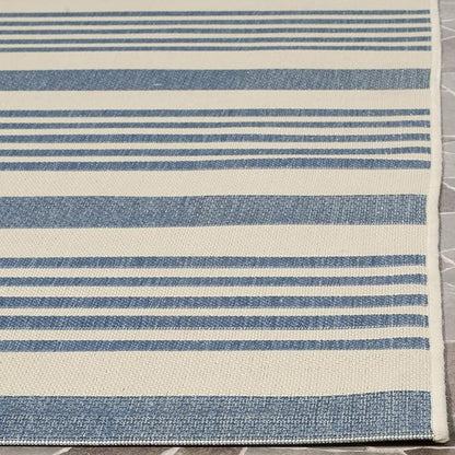 SAFAVIEH Courtyard Collection 2'3' x 10' Beige/Blue CY6062 Stripe Indoor/ - Image 3