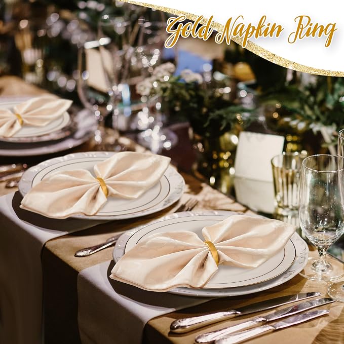 APTWOW 50PCS Gold Napkin Rings, Semicircle Metal Gold Napkin Holder Buckles - Image 6