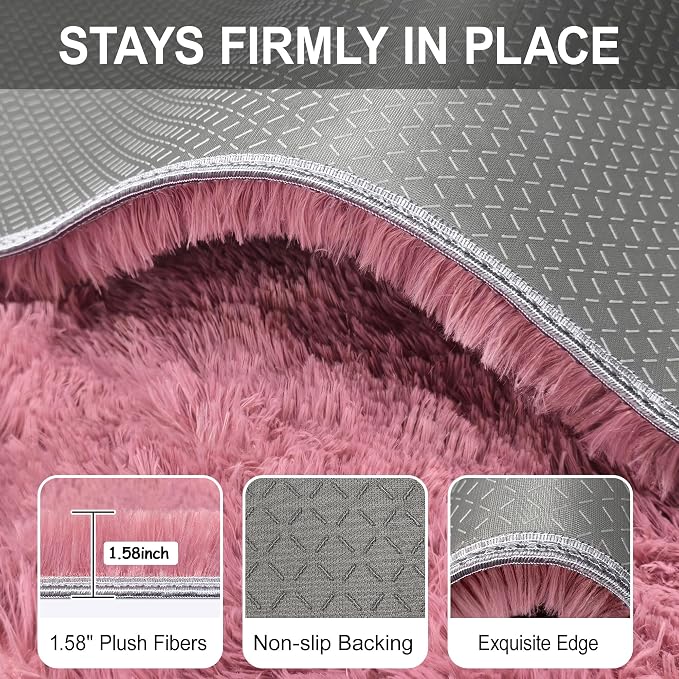 Soft Runner Rug for Bedroom Living Room, 2x6 ft Fluffy Blush Pink Rug for - Image 6