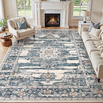 Washable 9x12 Area Rug for Living Room & Dining Room by JessibouAreaRug
