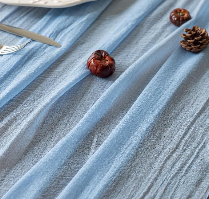 10Pcs Light Blue Cheesecloth Table Runner 120 Inches - Image 4