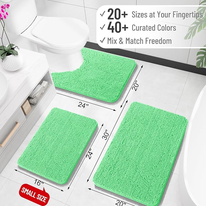 OLANLY Bathroom Runner Rugs 59x24, Soft Absorbent Chenille Bath Rugs, Rubber - Image 2