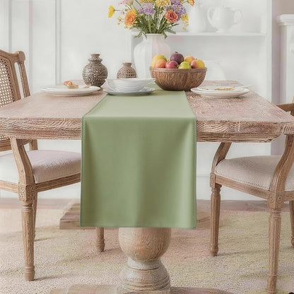 MEANMOY Sage Green Table Runner 90 Inches Long Waterproof Table Runners | by MEANMOY