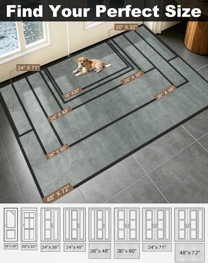 Mibao Super Absorbent Front Door Mat, Non-Slip Washable Indoor Doormats - Image 3