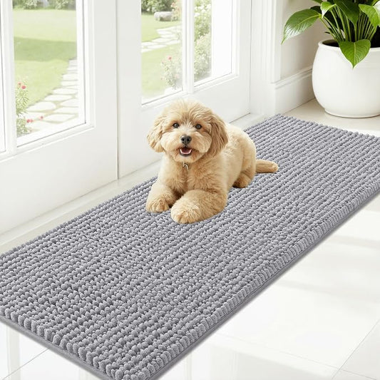 OLANLY Dog Door Mat for Muddy Paws 59x20, Ultra Absorbent Chenille Mud Doormat by OLANLY