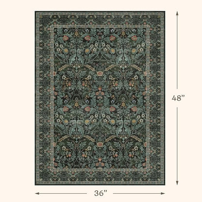 Farmhouse 3x4 Rug for Entryway Indoor, Non Slip Dark Green Washable Kitchen - Image 2