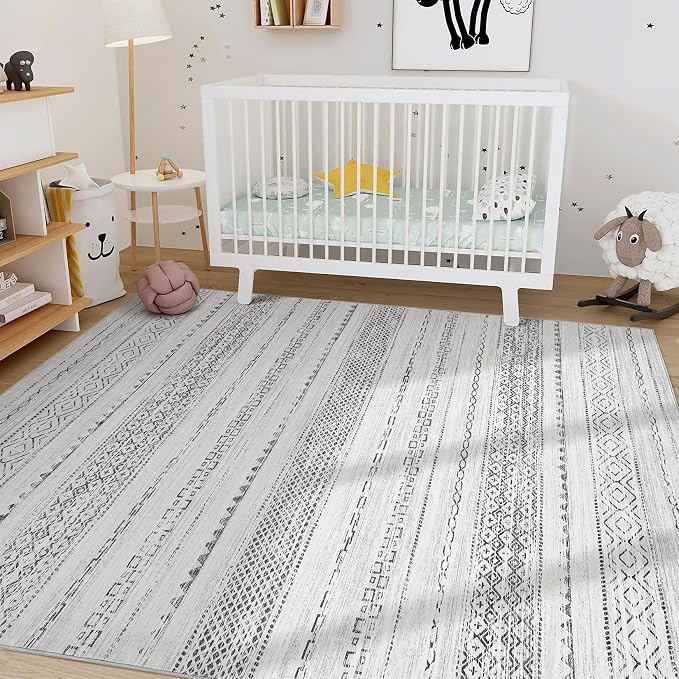 Nakagishi 6x8 Area Rug Living Room: Washable Boho Large Neutral Modern Soft - Image 6