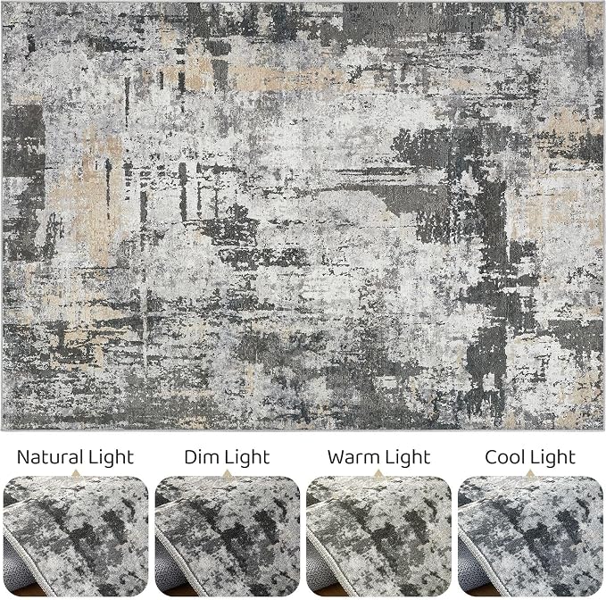 8x10 Area Rugs Living Room: Washable Large Abstract Modern Soft Rug Stain - Image 9