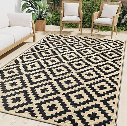 Smiry Waterproof Outdoor Rug 4x6 ft, Reversible Plastic Straw Patio Camping Rugs by Smiry