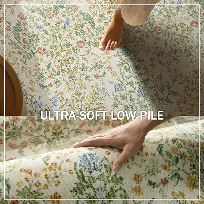 Washable Area Rugs for Living Room: 9x12 Bedroom Rug Boho Vintage Stain - Image 4
