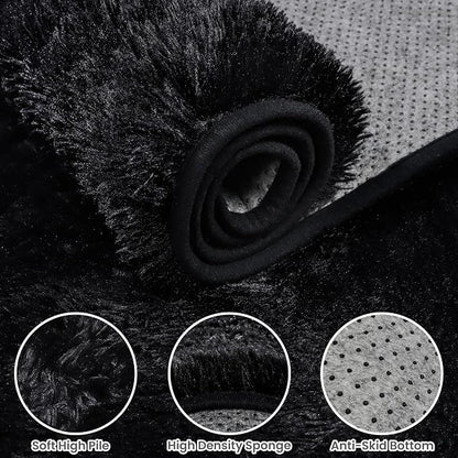 4x6 Area Rugs for Living Room Rug: Soft Fluffy Shag Black Rugs for Bedroom - Image 6