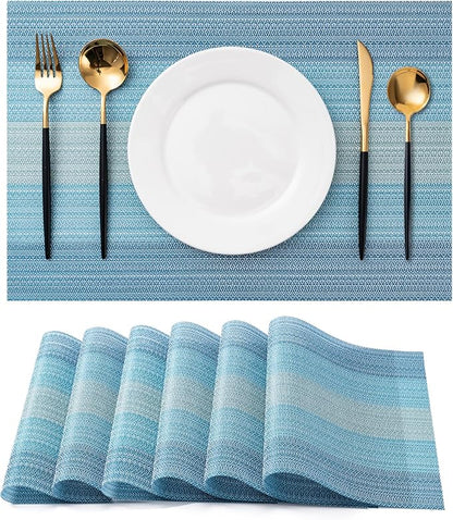 Placemats Set of 6 Washable Indoor | Outdoor Vinyl Place Mats by CADONO