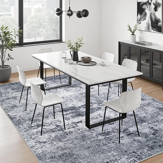 10x12 Area Rug Living Room Rug: Washable Modern Abstract Soft Thin Rug Indoor - Image 4