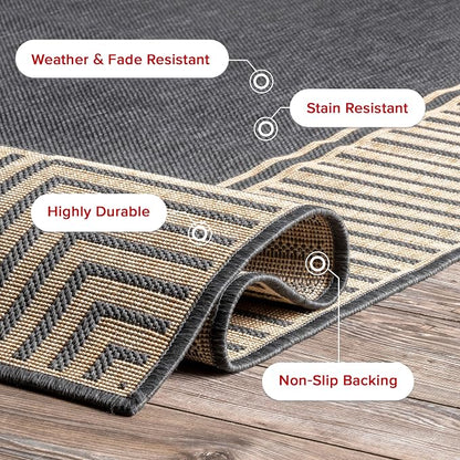 Nuloom Asha Dark Grey/Ivory, Striped Border, Soft and Cozy, High Traffic - Image 6
