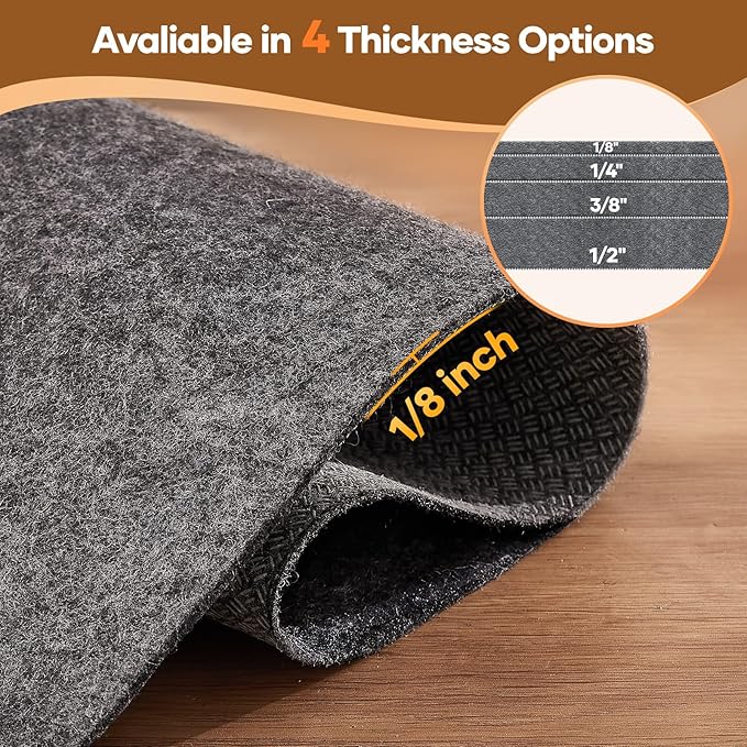 Veken Non Slip Cushioned Rug Pad Gripper 8 x 10 Ft, Felt and Silicone Backing - Image 4