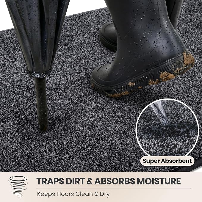 PURRUGS Dirt Trapping Door Mat 20" x 31.5", Non-Slip Machine Washable Entryway - Image 2