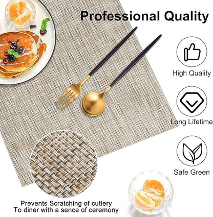 Vinyl Placemats Set of 8, PVC Woven Washable Non-Slip Table Mats, Heat - Image 6