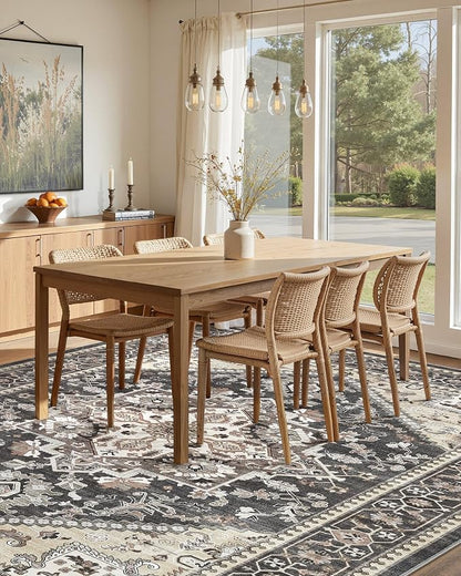 10x12 Vintage Area Rug: Washable Neutral Soft Non Slip Thin Large Floor Carpet - Image 7