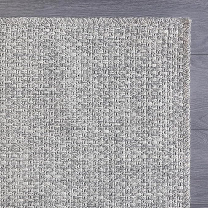 CAMILSON Indoor and Outdoor Runner Rug Gray Solid Boho Woven Design - Image 7