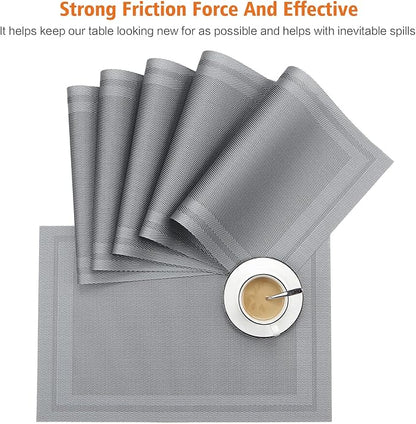 Placemats Set of 6, Vinyl PVC Heat Resistant Washable Placemats Set, Non Slip - Image 7