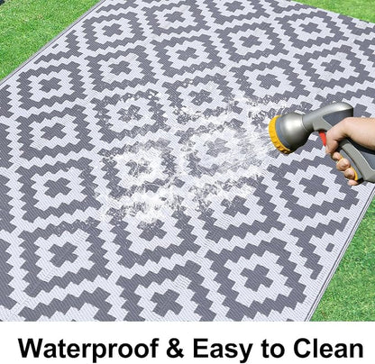 Smiry Waterproof Outdoor Rug 8x10 ft, Reversible Plastic Straw Patio Camping - Image 2