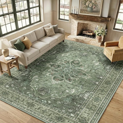 RELEANY Area Rugs Large 9'x12' Washable Non-Slip, Floral Vintage Distress - Image 3