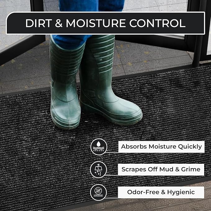 Commercial Door Mat 4'x6' Charcoal, Heavy Duty Industrial Floor Mat - Image 4