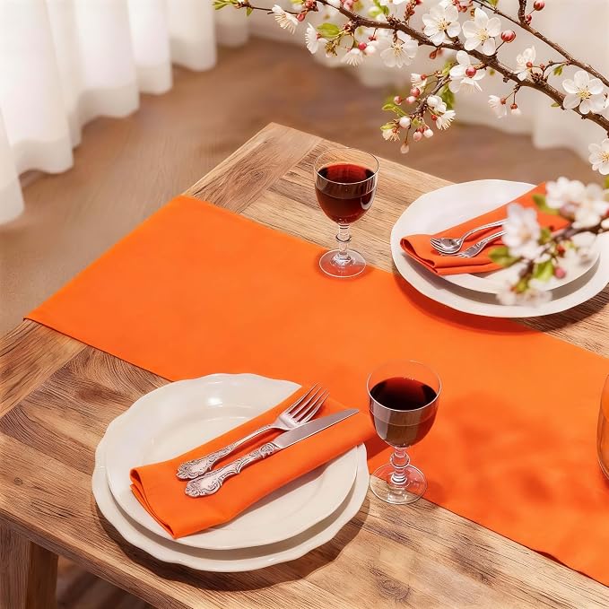 FOLINS&HOME Orange Waterproof Decorative Table Runner 48 Inches Long | 210GSM - Image 2