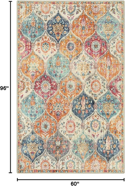 Lahome Moroccan 5x8 Area Rug, Ultra-Thin Washable Rugs - Image 2