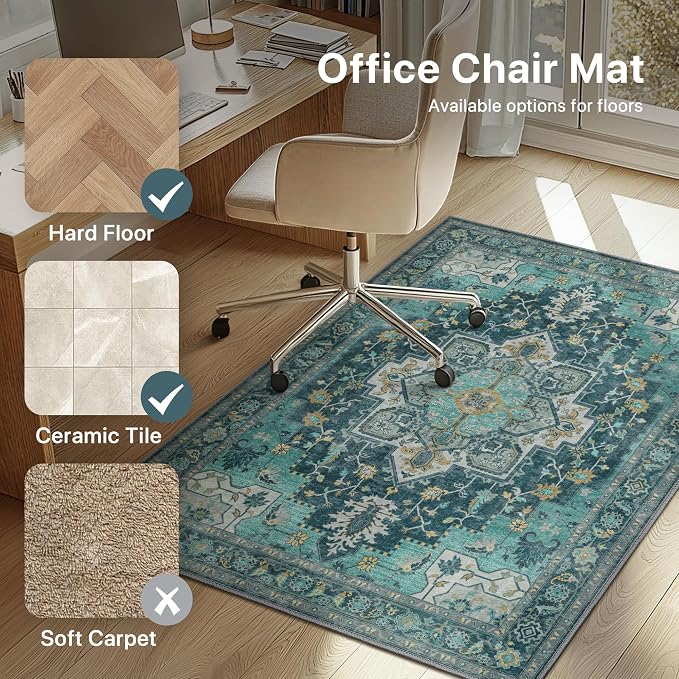 36"x60" Office Chair Mat for Hardwood Tile Floor, Under Desk Carpet Protector - Image 3
