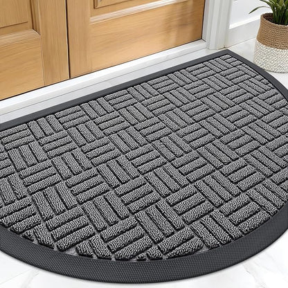 OLANLY Half Circle Door Mat Outside Entrance 29.5x17, Heavy Duty Sturdy Natural by OLANLY