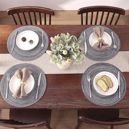 SHACOS Round Placemats Set of 4 Round Braided Placemats 15 inch Cotton - Image 7