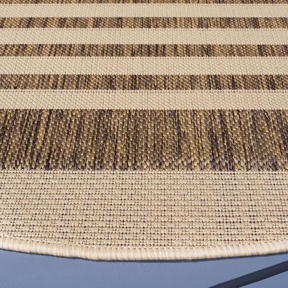 SAFAVIEH Courtyard Collection 4' Round Brown/Bone CY6062 Stripe Indoor/ Outdoor - Image 4