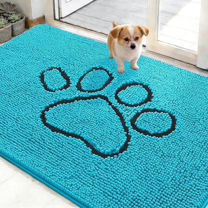 OLANLY Dog Door Mat for Muddy Paws 48x30, Paw Print Design, Absorbs Moisture by OLANLY