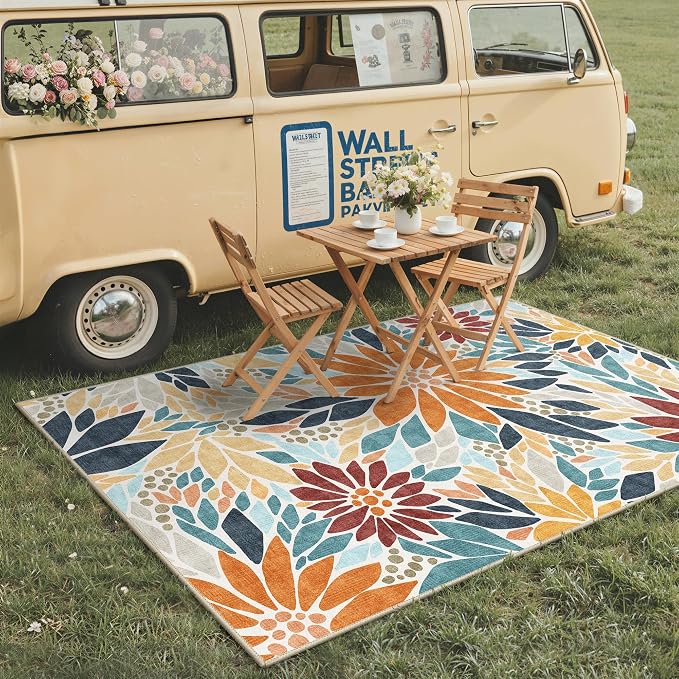 GENIMO Indoor Outdoor Area Rug 5'x8', Machine Washable Rugs - Image 3