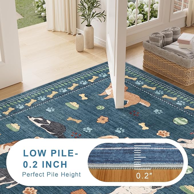 DUKINO 2x6 Washable Runner Rug for Hallway, Non Slip Animal Dog Kitchen Rug - Image 7