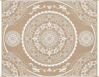 Pauwer Waterproof Outdoor Rug 8x10, Reversible Plastic Straw Patio Camping Rug - Image 9